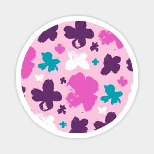 Floral pattern design - hand painted floral painting, flower illustration patterns Magnet